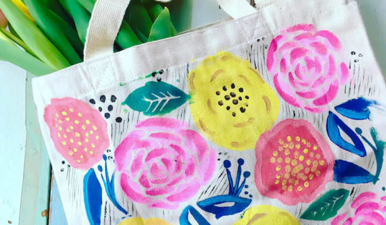 DIY floral tote bag