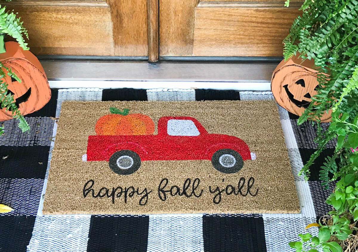 DIY Doormat With Oramask Stencil Vinyl - Kayla Makes