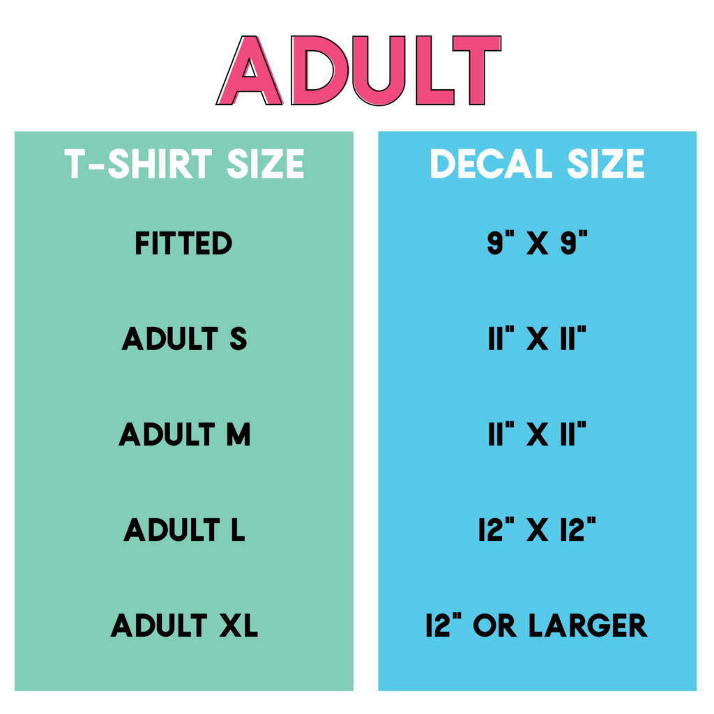 t shirt design size chart