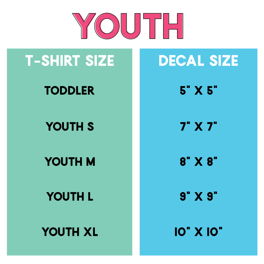 Cricut Youth Shirt Size Chart