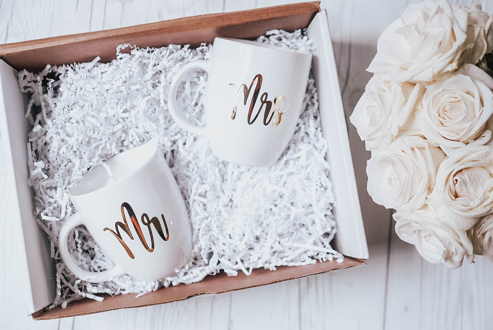 DIY Gold Glitter Mug for Mr. Right and Mrs. Always Right - Hey Wedding Lady