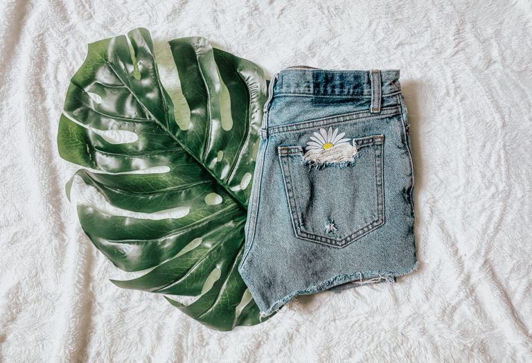 How To Apply Flocked Heat Transfer Vinyl On Jean Shorts Kayla Makes
