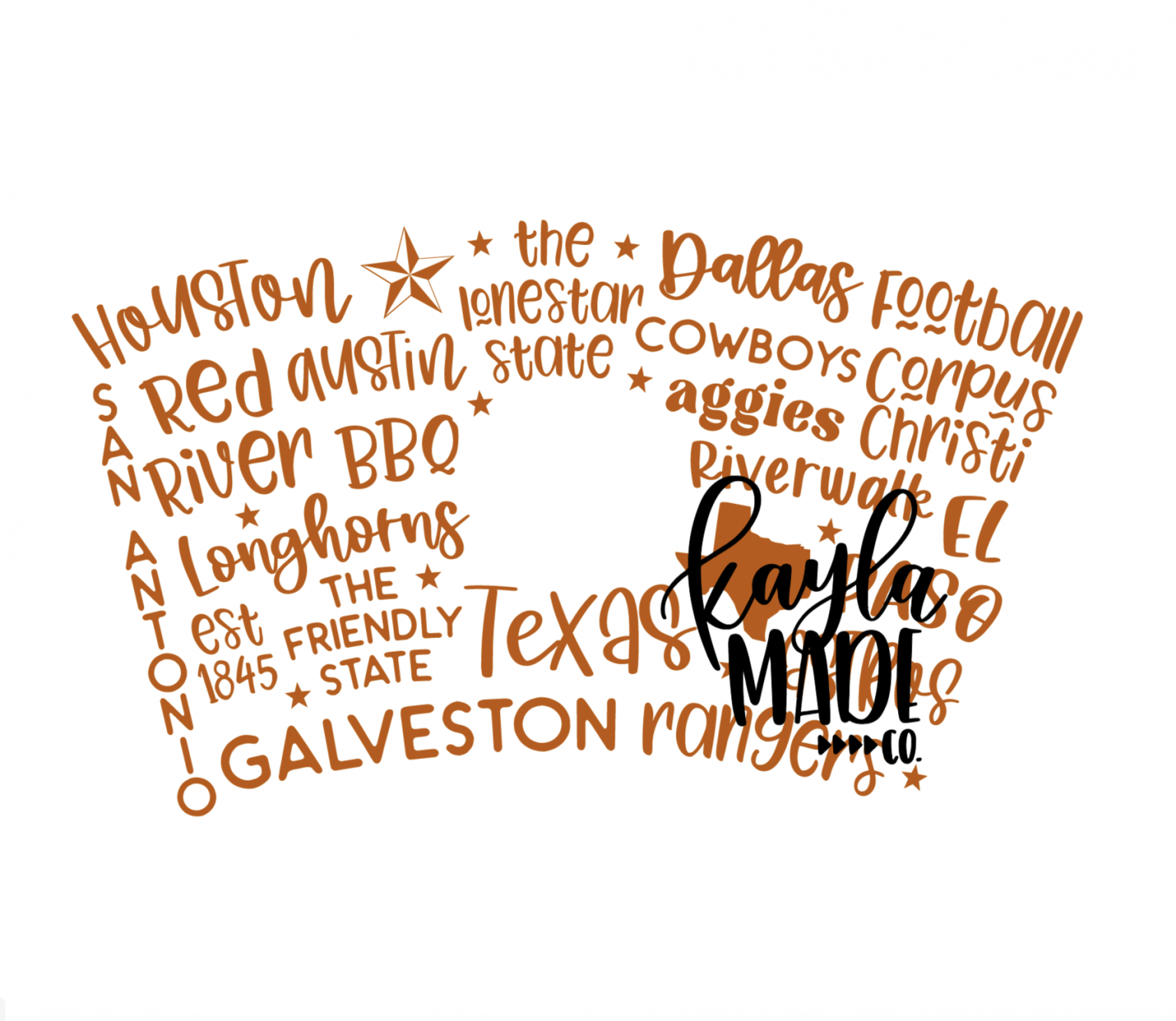 Texas Word Wrap SVG/PNG - Kayla Makes