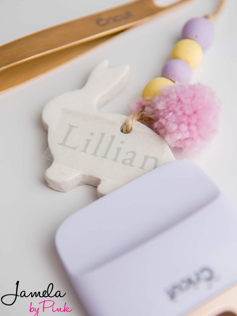 rabbit shaped tag with name